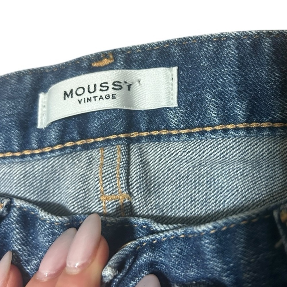 Moussy Denim Jeans Low Mid Rise Skinny Distressed Size 27 medium Wash - Picture 5 of 8